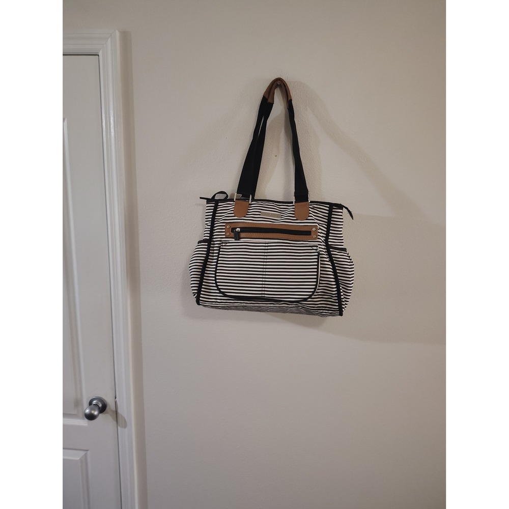 Bananafish Studio Diaper Bag Tote Black‎ White Striped Travel Baby Bag